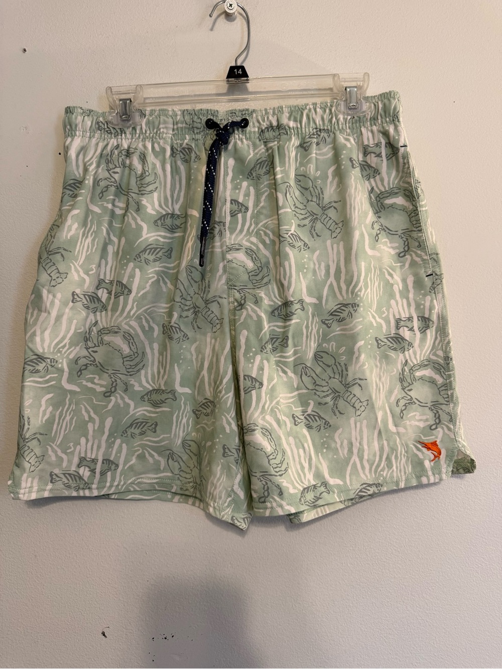 Salt Life Swim Trunks Crabs Lobsters Printed Pull On Green Large Live Salty